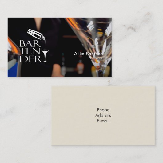 Barkeeper-Visitenkarte Visitenkarte (Vorne/Hinten)