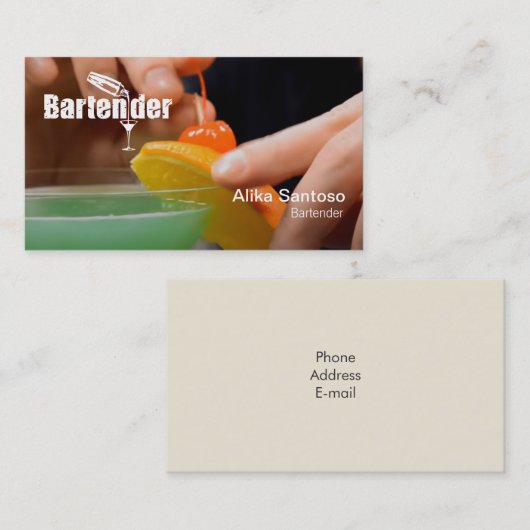 Barkeeper-Visitenkarte Visitenkarte (Vorne/Hinten)