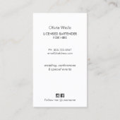 Barkeeper-Visitenkarte Visitenkarte (Rückseite)