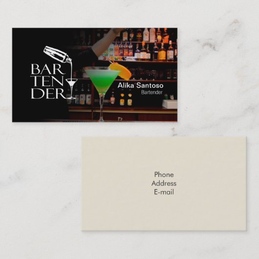 Barkeeper-Visitenkarte Visitenkarte (Vorne/Hinten)