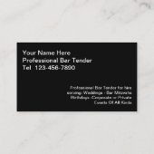 Barkeeper-Visitenkarten Visitenkarte (Rückseite)