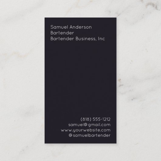 Barkeeper-Visitenkarten Visitenkarte (Rückseite)
