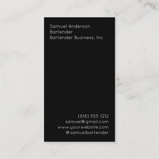 Barkeeper-Visitenkarten Visitenkarte (Rückseite)