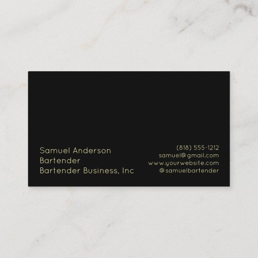 Barkeeper-Visitenkarten Visitenkarte (Rückseite)