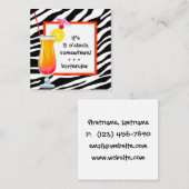 Barkeeper Zebra Cocktail Quadratische Visitenkarte (Vorne/Hinten)