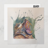 Barken Baboon Postcard Art Notecard Dankeskarte (Vorne/Hinten)