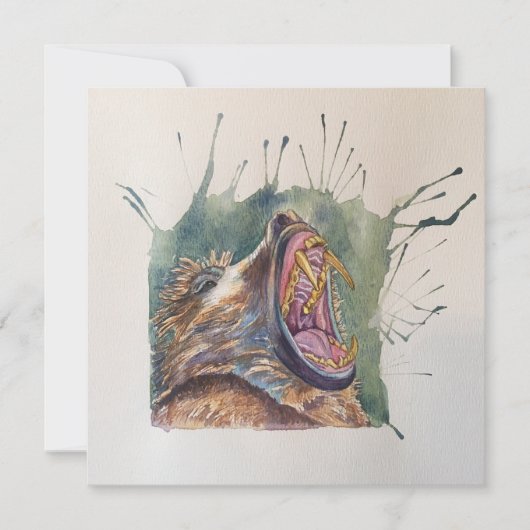 Barken Baboon Postcard Art Notecard Dankeskarte (Vorderseite)