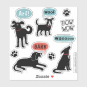 Barken Schwarze Hunde Arf Bark Woof Wooo Sticker S (Blatt)