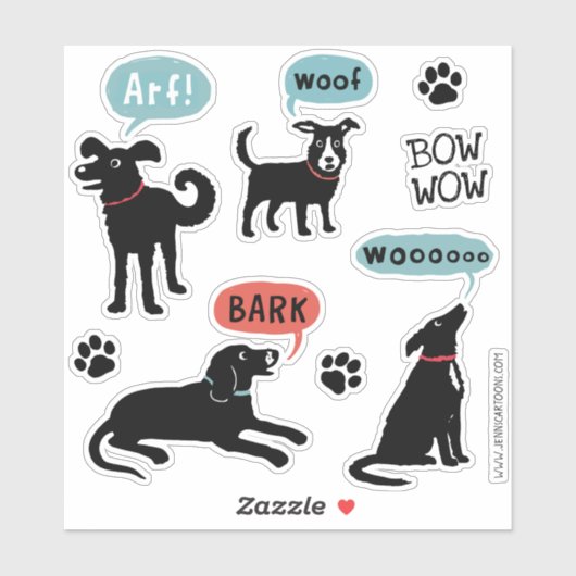 Barken Schwarze Hunde Arf Bark Woof Wooo Sticker S (Blatt)