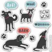 Barken Schwarze Hunde Arf Bark Woof Wooo Sticker S (Vorderseite)