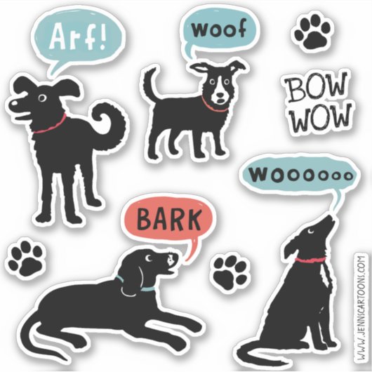 Barken Schwarze Hunde Arf Bark Woof Wooo Sticker S (Vorderseite)