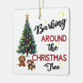 Barken um den Weihnachtsbaum: Dackel Keramikornament (Links)