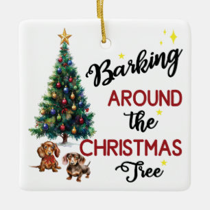 Barken um den Weihnachtsbaum: Dackel Keramikornament