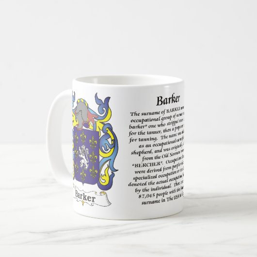 Barker-Familien-Wappen Tasse (Vorderseite Links)