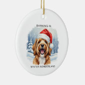 Barking in a Winter Wonderland Dog Christmas Keramik Ornament (Rechts)