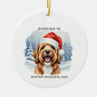 Barking in a Winter Wonderland Dog Christmas Keramik Ornament