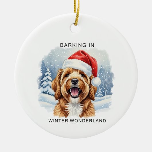 Barking in a Winter Wonderland Dog Christmas Keramik Ornament (Vorne)