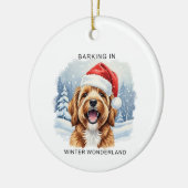 Barking in a Winter Wonderland Dog Christmas  Keramik Ornament (Links)