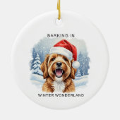 Barking in a Winter Wonderland Dog Christmas Keramik Ornament (Hinten)