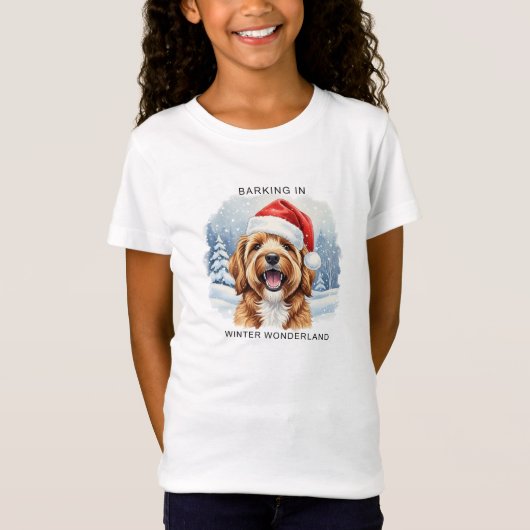 Barking in a Winter Wonderland Dog Christmas  T-Shirt (Vorderseite)