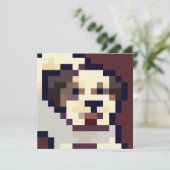 Barking puppy pixel art card (Stehend Vorderseite)
