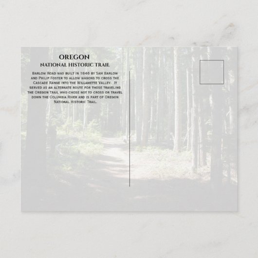Barlow Road, Oregon National Historic Trail Postkarte (Rückseite)