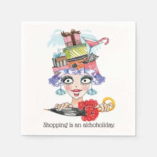 Barmaid Lady Funny Face Cocktail Papier Napkin Serviette (Vorderseite)