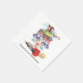 Barmaid Lady Funny Face Cocktail Papier Napkin Serviette (Ecke)