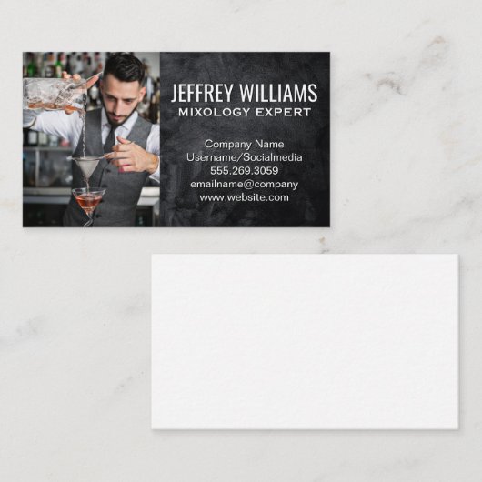 Barman Mixing Cocktails Visitenkarte (Vorne/Hinten)