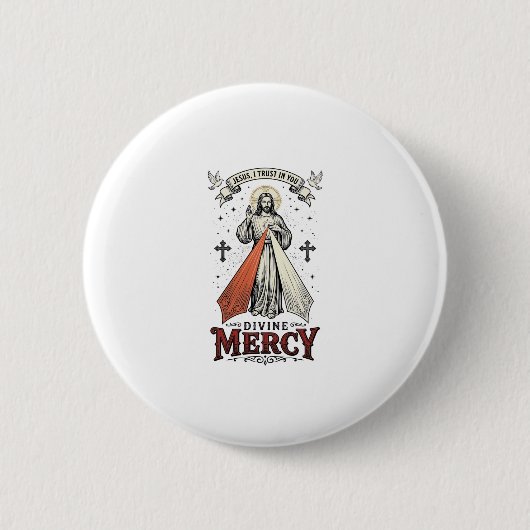 Barmherzigkeit Jesu Ich vertraue auf Dich Vintage- Button (Vorderseite)