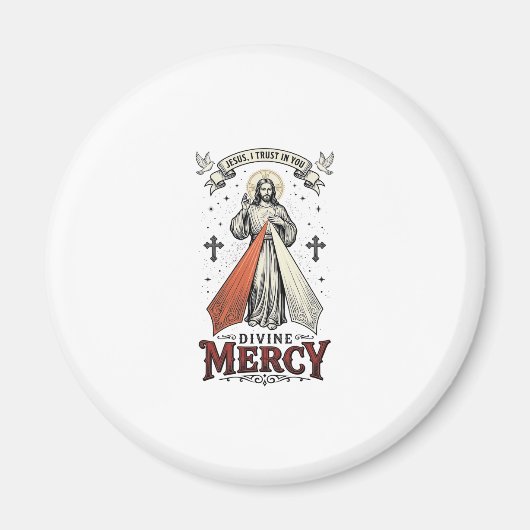 Barmherzigkeit Jesu Ich vertraue auf Dich Vintage- Magnet (Vorne)