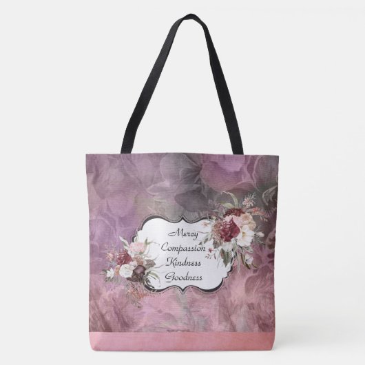 Barmherzigkeit Mitgefühl Floral Wildleder Tasche  (Vorderseite)