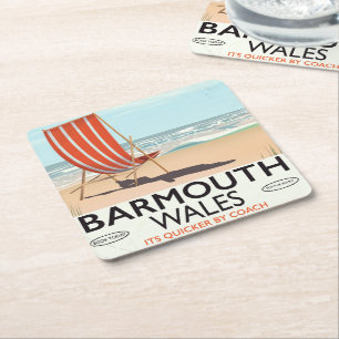 Barmouth North wales Vintage Reiseplakat Rechteckiger Pappuntersetzer