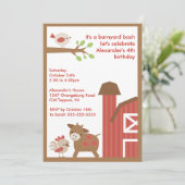 Barn Animal Fun Geburtstagspartei Einladung (Stehend Vorderseite)