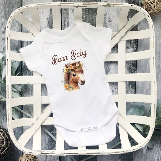 Barn Baby Niedliche Blume Pony Reitrian Baby Strampler