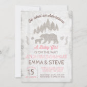 Bärn-Babyparty-Einladungs-Mädchen-Abenteuer-Dusche Einladung (Vorderseite)