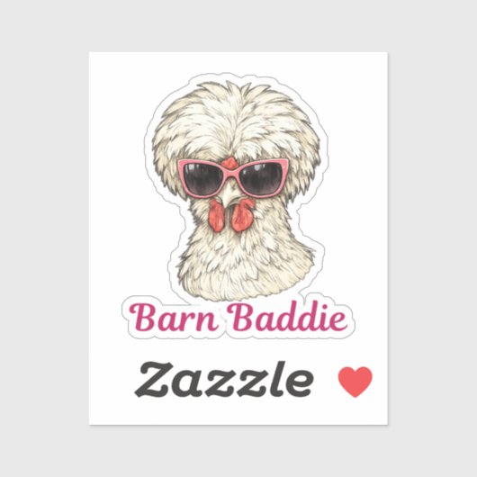 Barn Baddie Funny Glam Chicken in Pink Sunglasses Aufkleber (Blatt)