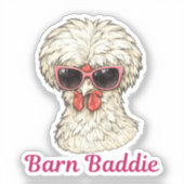 Barn Baddie Funny Glam Chicken in Pink Sunglasses Aufkleber (Vorderseite)