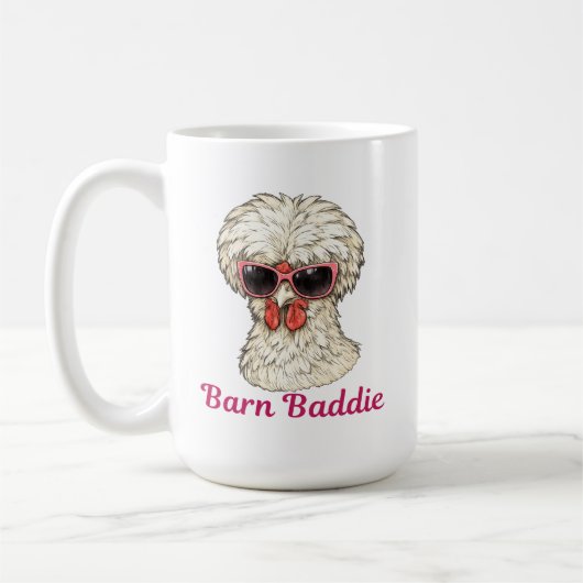 Barn Baddie Funny Glam Chicken in Pink Sunglasses Kaffeetasse (Links)