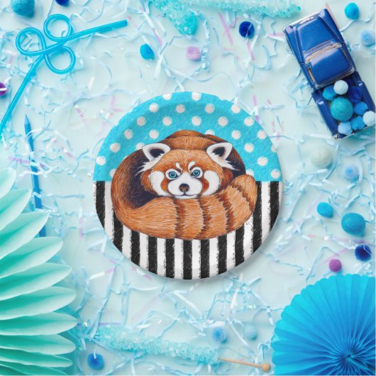 Bärn-Blau-Tupfen des roten Pandas Pappteller (Party)