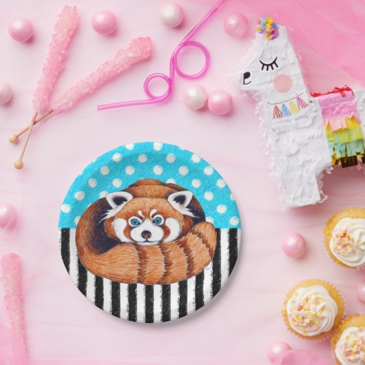 Bärn-Blau-Tupfen des roten Pandas Pappteller (Party)