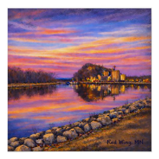 Barn Bluff, Red Wing Sunset Glossy Poster (Vorderseite)