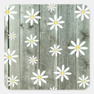 Barn Board Daisy Blume Quadratischer Aufkleber