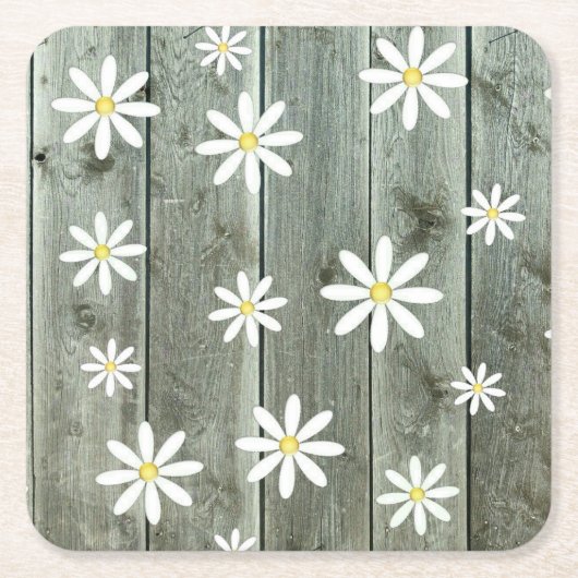 Barn Board Daisy Blume Rechteckiger Pappuntersetzer (Vorderseite)