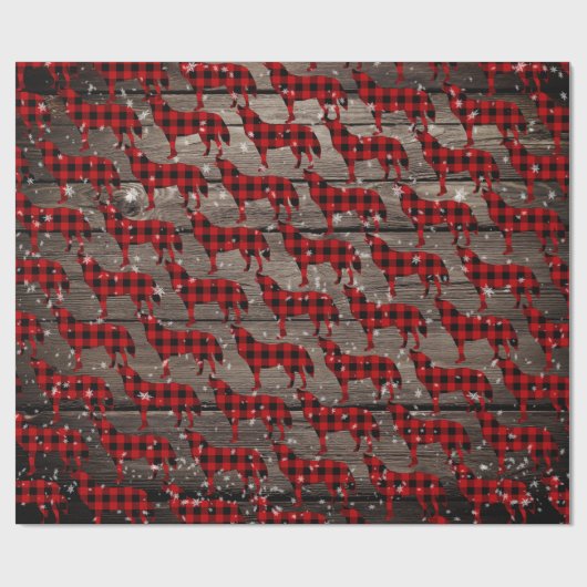 Barn Board Snowy Buffalo Kariert Wolf Howling Geschenkpapier (Flach)