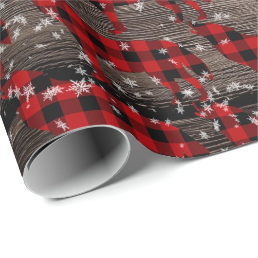 Barn Board Snowy Buffalo Kariert Wolf Howling Geschenkpapier (Rolleneckpunkt)