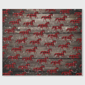 Barn Board Snowy Buffalo Kariertes Weihnachtspferd Geschenkpapier (Flach)