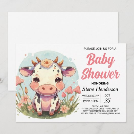 Barn Boho Custom Cow Baby Dusche Einladung (Vorne/Hinten)