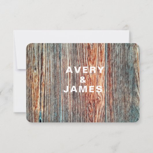 Barn Boho Rustic Wood Slice RSVP Card with QR Code (Rückseite)