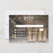 Barn & Boots Rustikaler Cowboy Western Hochzeitses RSVP Karte (Vorderseite)